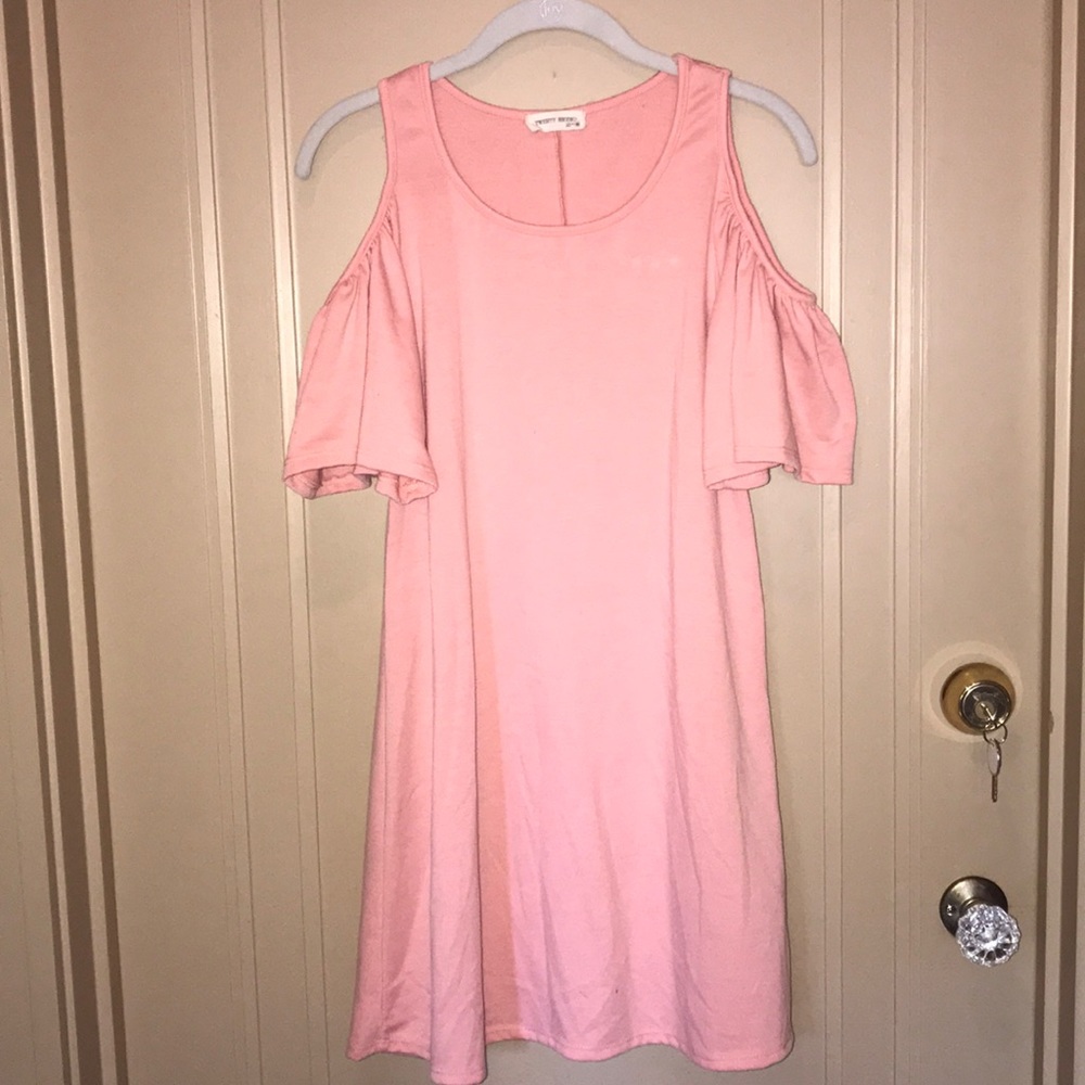 Pink cold-shoulder dress